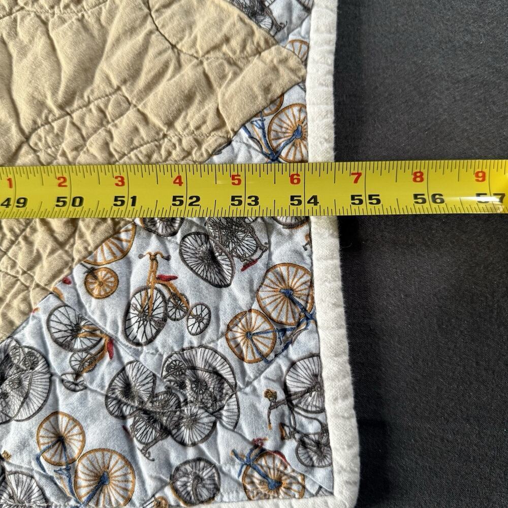 Handmade Throw Lap Quilt 54”x 45” Country Charm Diamond Patch Bicycle Themed - Picture 7 of 8